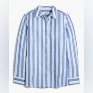 J. Crew Striped Linen Blend Button Up Women’s Large